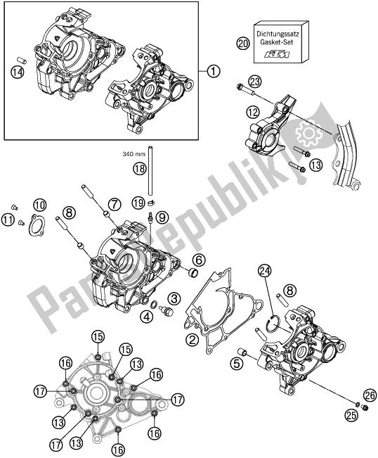 Todas las partes para Caja Del Motor de KTM 50 SX Mini EU 2017