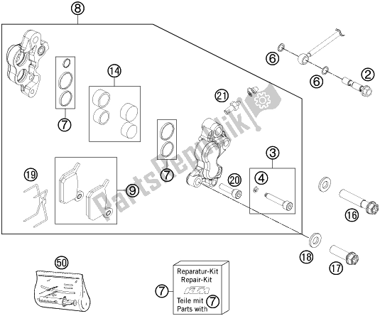 Toutes les pièces pour le étrier De Frein Avant du KTM 50 SX Mini EU 2017