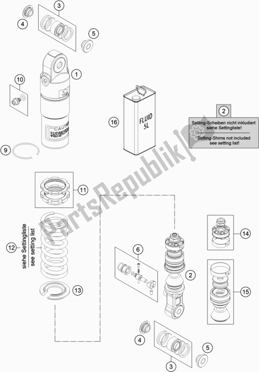 Tutte le parti per il Ammortizzatore Smontato del KTM 50 SX Mini EU 2017