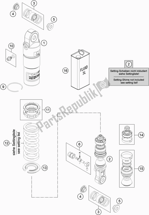 Tutte le parti per il Ammortizzatore Smontato del KTM 50 SX Mini EU 2018