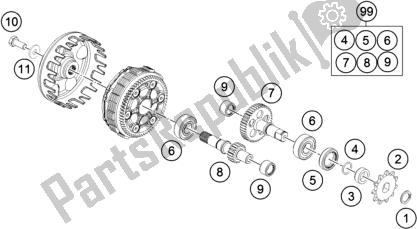 Todas as partes de Transmissão do KTM 50 SX Mini EU 2018