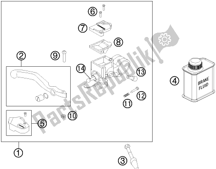 All parts for the Front Brake Control of the KTM 50 SX Mini EU 2019