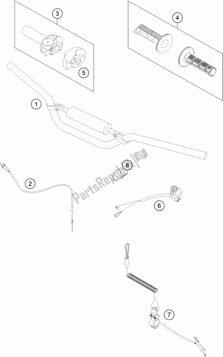 All parts for the Handlebar, Controls of the KTM 50 SX Mini EU 2019