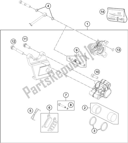 All parts for the Rear Brake Caliper of the KTM 50 SX Mini EU 2019