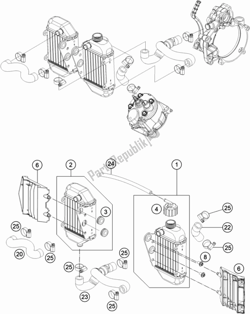 Todas as partes de Sistema De Refrigeração do KTM 50 SX Mini EU 2020