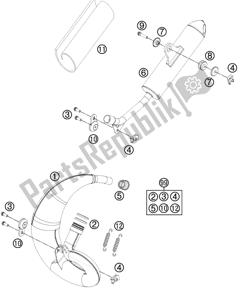 Todas as partes de Sistema De Exaustão do KTM 50 SX Mini EU 2020