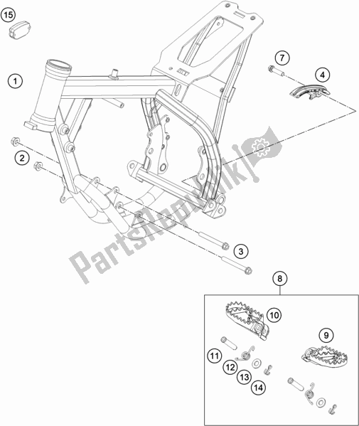 All parts for the Frame of the KTM 50 SX Mini EU 2020
