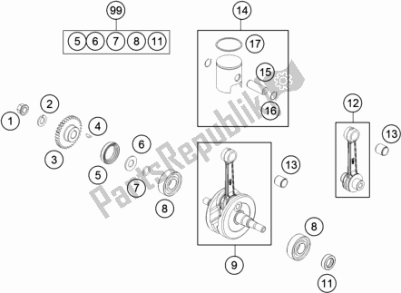 Toutes les pièces pour le Vilebrequin, Piston du KTM 50 SX Mini EU 2021