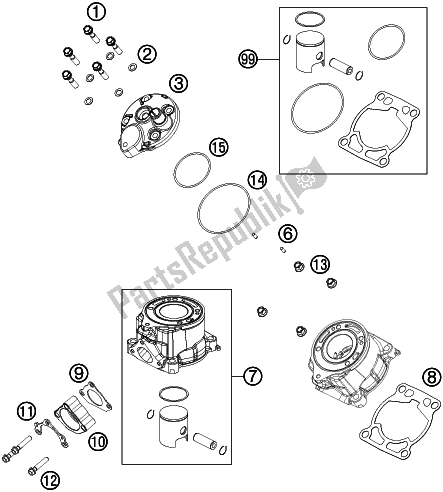 Toutes les pièces pour le Cylindre, Culasse du KTM 50 SX Mini EU 2021