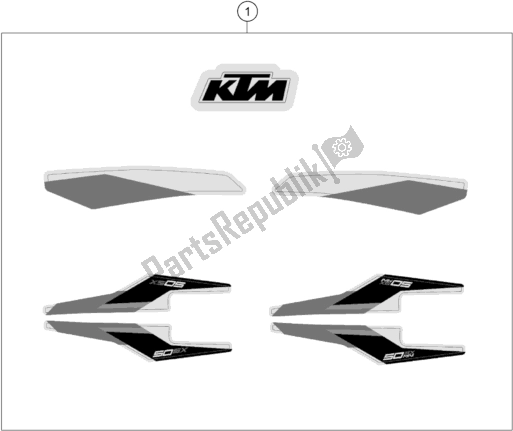 All parts for the Decal of the KTM 50 SX Mini EU 2021