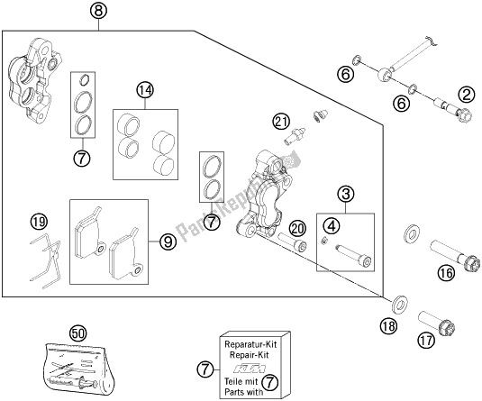 Toutes les pièces pour le étrier De Frein Avant du KTM 50 SX Mini EU 2021
