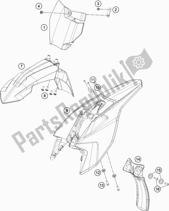 Tutte le parti per il Maschera, Parafanghi del KTM 50 SX Mini EU 2021