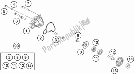 Toutes les pièces pour le Pompe à Eau du KTM 50 SX Mini EU 2021