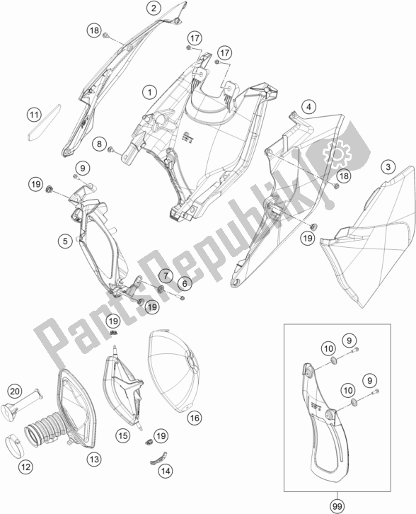 All parts for the Air Filter of the KTM 500 Exc-f 2017