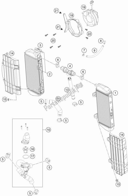 Todas as partes de Sistema De Refrigeração do KTM 500 Exc-f 2017