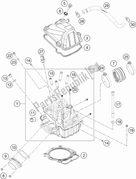 All parts for the Cylinder Head of the KTM 500 Exc-f 2017