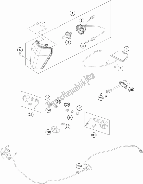 Tutte le parti per il Sistema Di Illuminazione del KTM 500 Exc-f 2017