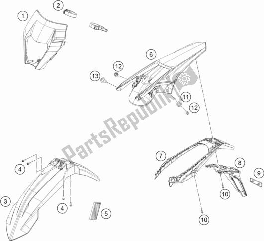 Toutes les pièces pour le Masque, Ailes du KTM 500 Exc-f 2017