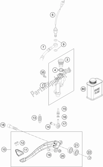 Toutes les pièces pour le Commande De Frein Arrière du KTM 500 Exc-f 2017