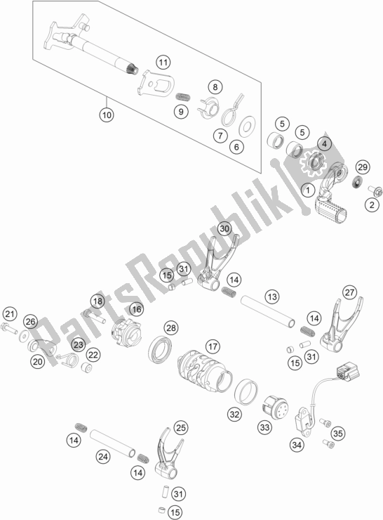 Alle onderdelen voor de Schakelmechanisme van de KTM 500 Exc-f 2017