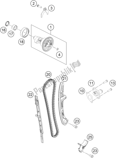 All parts for the Timing Drive of the KTM 500 Exc-f 2017