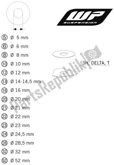 Todas as partes de Shims Wp Para Configuração do KTM 500 Exc-f 2017