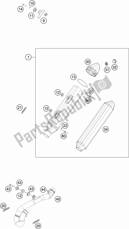 Tutte le parti per il Impianto Di Scarico del KTM 500 Exc-f 2018