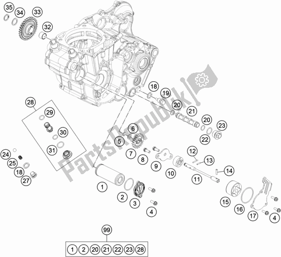 Tutte le parti per il Sistema Di Lubrificazione del KTM 500 Exc-f 2018