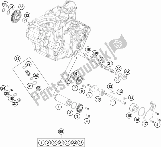 Tutte le parti per il Sistema Di Lubrificazione del KTM 500 Exc-f 2018