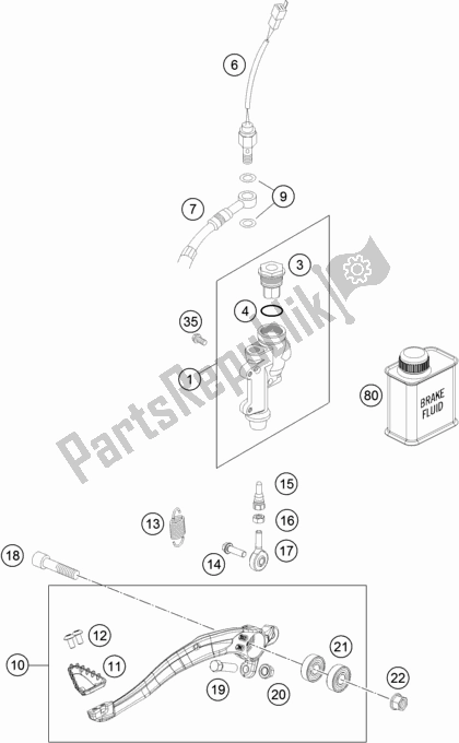 Tutte le parti per il Controllo Del Freno Posteriore del KTM 500 Exc-f 2018