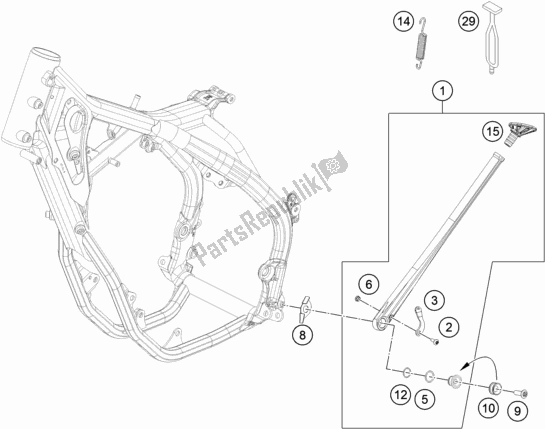 Todas las partes para Soporte Lateral / Central de KTM 500 Exc-f 2018