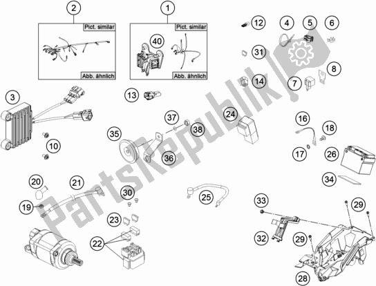 Tutte le parti per il Cablaggio Elettrico del KTM 500 Exc-f 2018