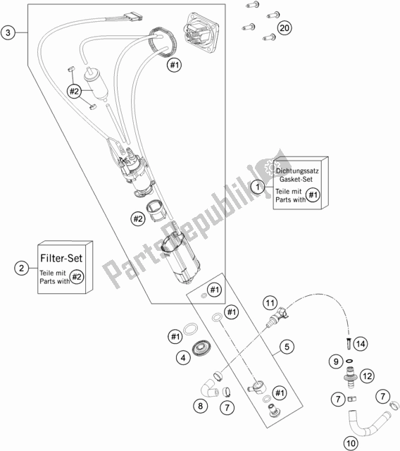 Todas as partes de Bomba De Combustivel do KTM 500 Exc-f 2019