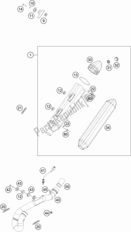 Toutes les pièces pour le Système D'échappement du KTM 500 Exc-f EU 2017