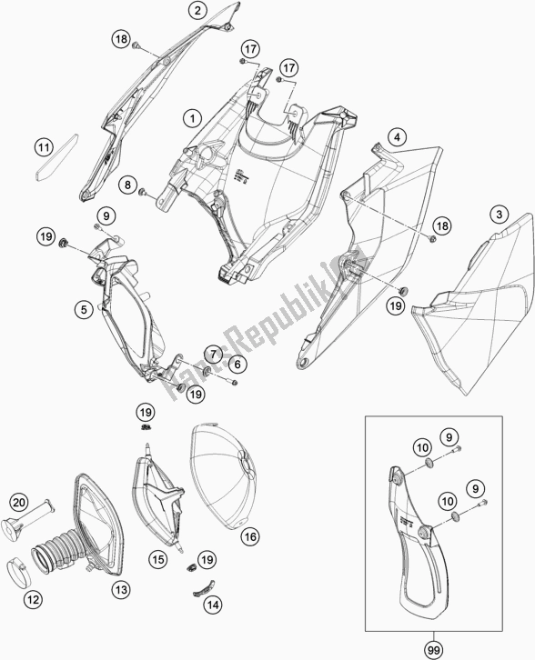 Wszystkie części do Filtr Powietrza KTM 500 Exc-f EU 2018