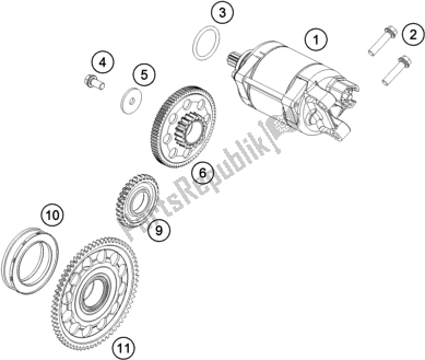 All parts for the Electric Starter of the KTM 500 Exc-f EU 2018