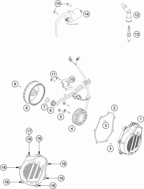 Alle onderdelen voor de Ontbrandingssysteem van de KTM 500 Exc-f EU 2018