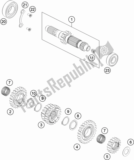 Toutes les pièces pour le Transmission I - Arbre Principal du KTM 500 Exc-f EU 2018