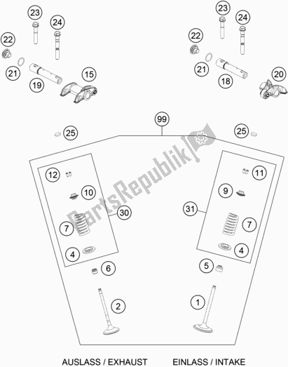 Todas las partes para Accionamiento De Válvula de KTM 500 Exc-f EU 2018