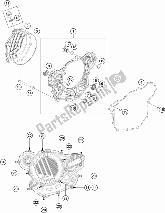 Toutes les pièces pour le Couvercle D'embrayage du KTM 500 Exc-f EU 2019