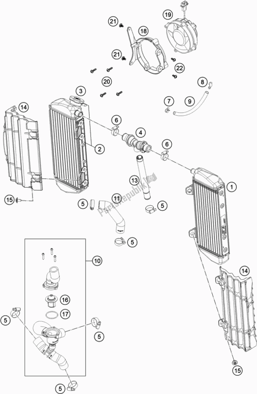 All parts for the Cooling System of the KTM 500 Exc-f EU 2019