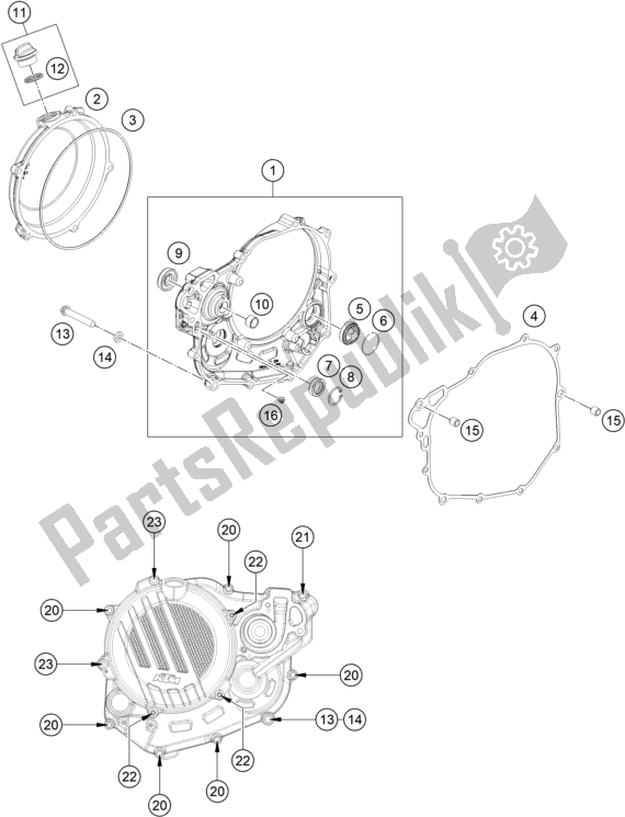 All parts for the Clutch Cover of the KTM 500 Exc-f EU 2020