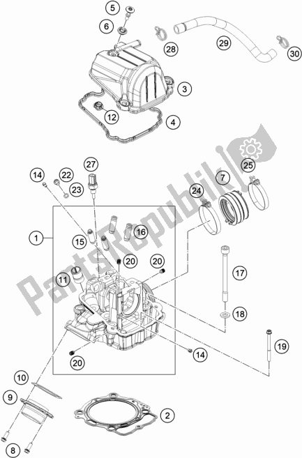 All parts for the Cylinder Head of the KTM 500 Exc-f EU 2020