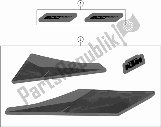 All parts for the Decal of the KTM 500 Exc-f EU 2020