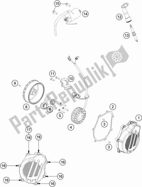 Todas as partes de Sistema De Ignição do KTM 500 Exc-f EU 2021
