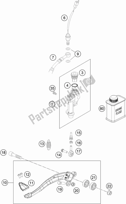 Todas las partes para Control De Freno Trasero de KTM 500 Exc-f EU 2021