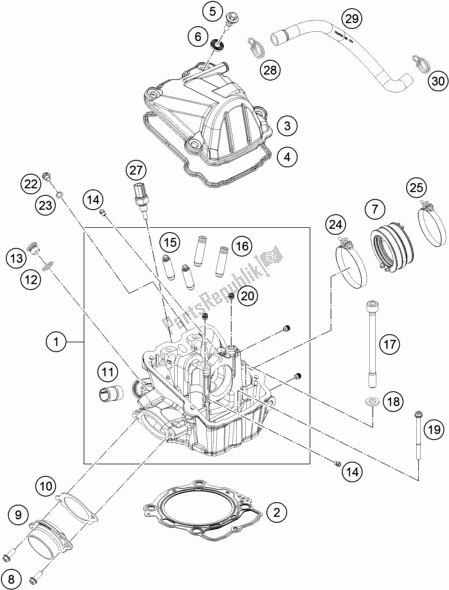 All parts for the Cylinder Head of the KTM 500 Exc-f SIX Days EU 2017