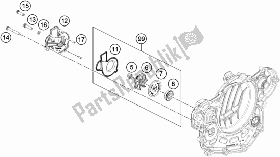 All parts for the Water Pump of the KTM 500 Exc-f SIX Days EU 2017