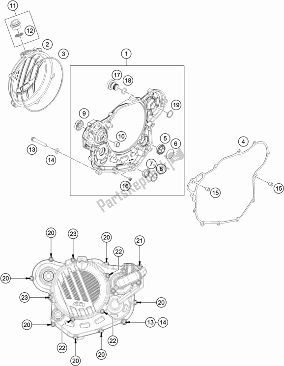 All parts for the Clutch Cover of the KTM 500 Exc-f SIX Days EU 2018