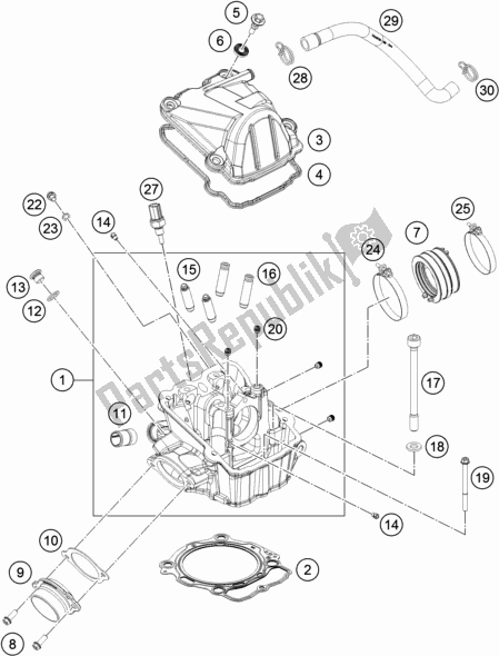 All parts for the Cylinder Head of the KTM 500 Exc-f SIX Days EU 2018